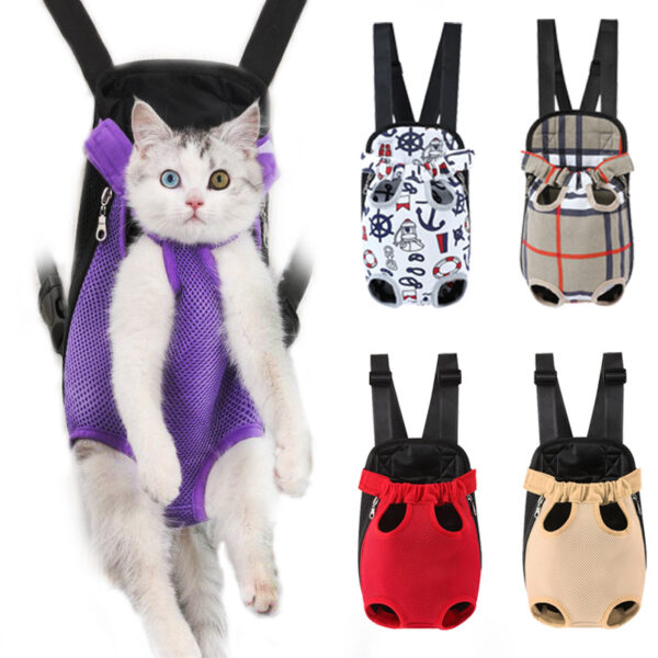 Pet chest Bag Going out pet cat bag Dog mesh fabric Breathable comfortable shoulder pet bag four-legged backpack.