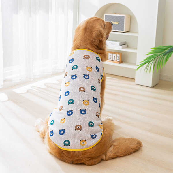 Cute full print spring and summer golden fur edge mesh thin breathable vest in large dog pet big dog clothes.