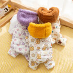 Pet hooded one-piece padded jacket.