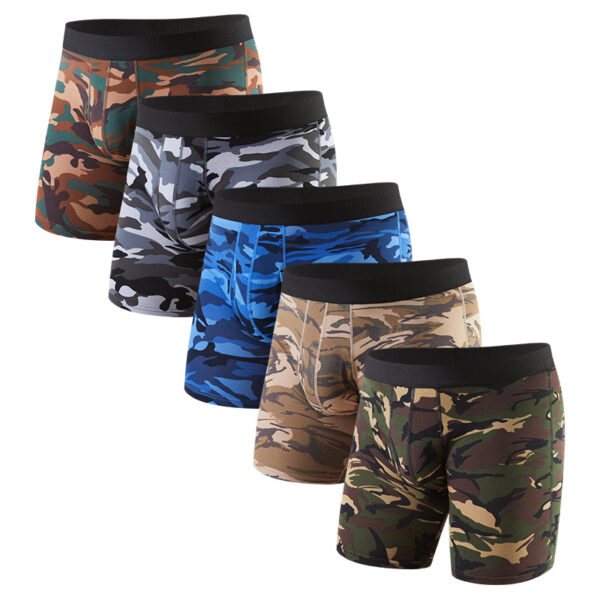 Men's shorts, extended briefs, men's anti-rub leg camouflage, cotton sports running quadrangle pants, large size