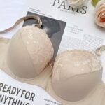 Sexy large size lace bra thin cup gathered large cup adjustment breast shape lifting underwear