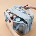 Travel portable toiletries sky blue color bag, men's and women's large-capacity makeup bag, waterproof cosmetics, toiletries, makeup bag, storage bag