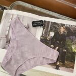 Pure cotton women's briefs with brushed checkered striped print pattern design - Image 3