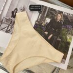 Pure cotton women's briefs with brushed checkered striped print pattern design - Image 6