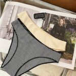 Pure cotton women's briefs with brushed checkered striped print pattern design - Image 7