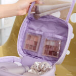 Cute cream puffs square storage bag, candy-colored cotton soft hand-held makeup bag, large capacity, high-end look - Image 4