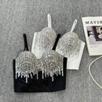 Sexy nightclub dancing wear chest wrap diamond camisole vest outside the fashionable short gathered herringbone bra top - Image 4