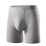 Bamboo fiber men's long underwear, mid-waist black men's shorts, breathable casual sports underwear. - Image 5