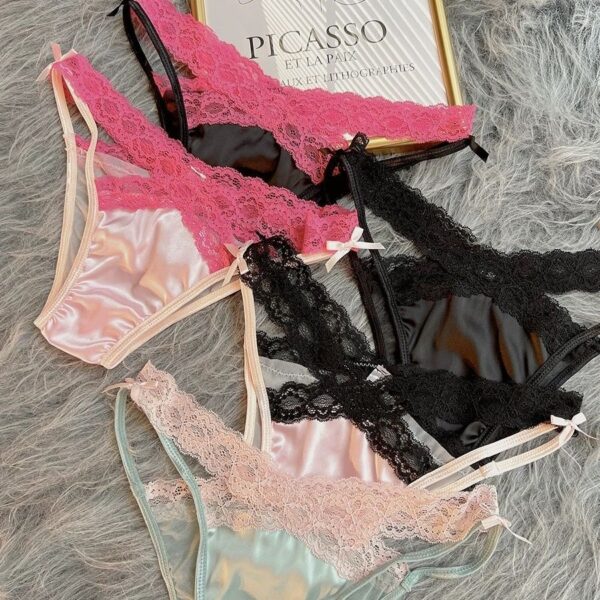 Sexy lace underwear, ultra-thin and breathable mesh fabric, pure cotton, low-waist triangle bottom panties