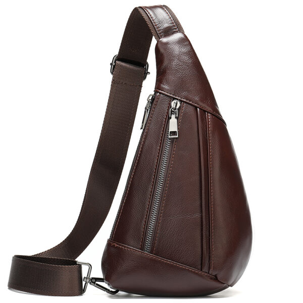Casual genuine leather men's bag, single-shoulder bag, new fashionable genuine leather chest bag, creative single-shoulder crossbody bag, men's bag