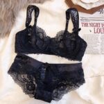 Lace-designed sexy dark brown underwear and bra set - Image 2