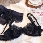 Lace-designed sexy dark brown underwear and bra set - Image 4