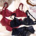 Lace-designed sexy dark brown underwear and bra set - Image 5