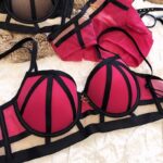 Sexy pink bikini and black ribbon wrapped design underwear set - Image 2