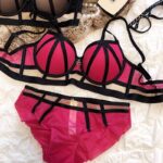 Sexy pink bikini and black ribbon wrapped design underwear set - Image 3