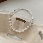 S925 sterling silver high-end pearl semi-polished bracelet, with a half-bracelet and half-necklace matching design, can be freely matched with various clothes. - Image 3