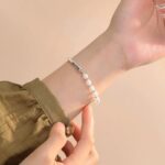S925 sterling silver high-end pearl semi-polished bracelet, with a half-bracelet and half-necklace matching design, can be freely matched with various clothes. - Image 4