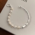 S925 sterling silver high-end pearl semi-polished bracelet, with a half-bracelet and half-necklace matching design, can be freely matched with various clothes. - Image 7