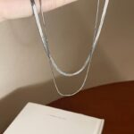 S925 Silver Necklace - A double-layer, light luxury, niche silver necklace with a high-end feel. The collarbone necklace won't fade - Image 4