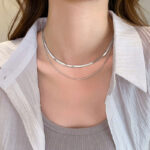 S925 Silver Necklace - A double-layer, light luxury, niche silver necklace with a high-end feel. The collarbone necklace won't fade - Image 5