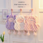 Double-layer hand towel, thickened cartoon cute hanging absorbent coral fleece cloth, kitchen hand towel