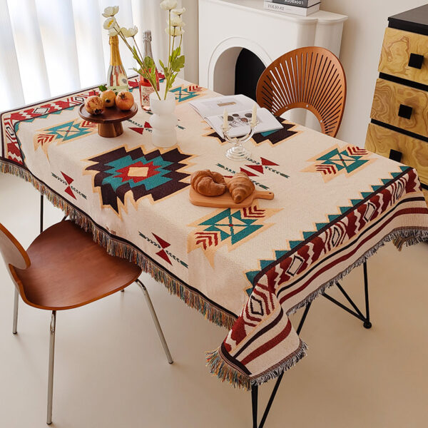 Yarn-dyed colorful pattern tablecloth cotton and linen tablecloth outdoor camping blanket picnic mat camping tablecloth