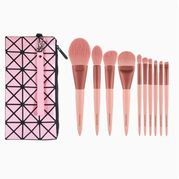 Pink 10-piece makeup brush set Portable soft bristle makeup brush set