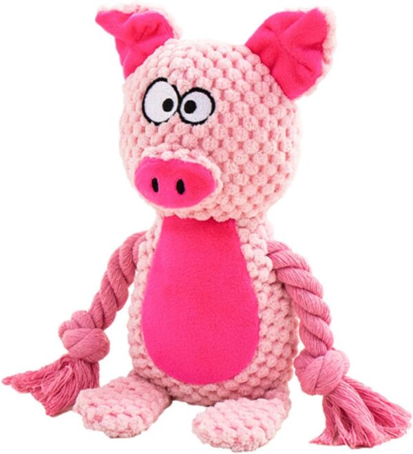 Pet plush sound-emitting cotton rope toy pink cute little pig