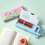 Creative multi-functional plastic stationery box, double-sided magnetic creative pencil box for primary school students with calculator - Image 3