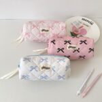 Bow pen case, student large-capacity stationery bag, girl's desk DIY material storage bag - Image 5