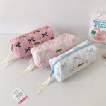 Bow pen case, student large-capacity stationery bag, girl's desk DIY material storage bag - Image 3