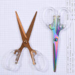 Stainless steel transparent PS rose gold silver seven-color gold metal scissors student office scissors - Image 3