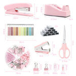 Macaron-colored student stationery set, office stapler, nail remover and tape holder combination set. - Image 12