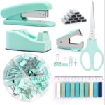 Macaron-colored student stationery set, office stapler, nail remover and tape holder combination set. - Image 7