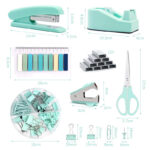 Macaron-colored student stationery set, office stapler, nail remover and tape holder combination set. - Image 10