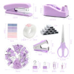 Macaron-colored student stationery set, office stapler, nail remover and tape holder combination set. - Image 11